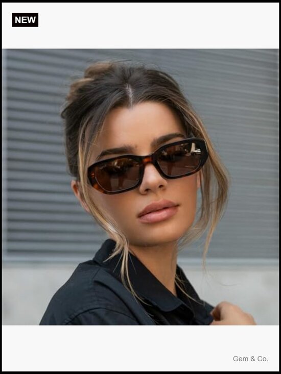Chunky Rectangular Cat-Eye Sunglasses Polarized Acetate UV Protection